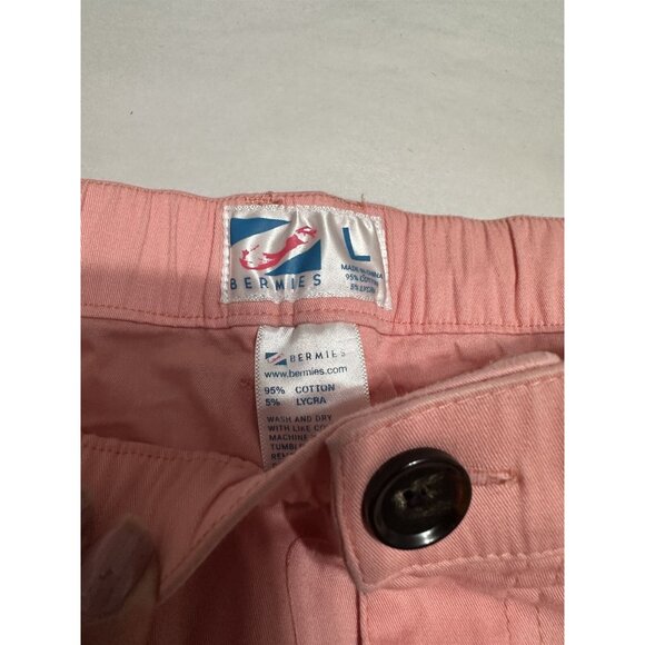 Bermies Mens Shorts Cotton Stretch Chino Golf Sporty Pink Peach Large - Picture 2 of 5